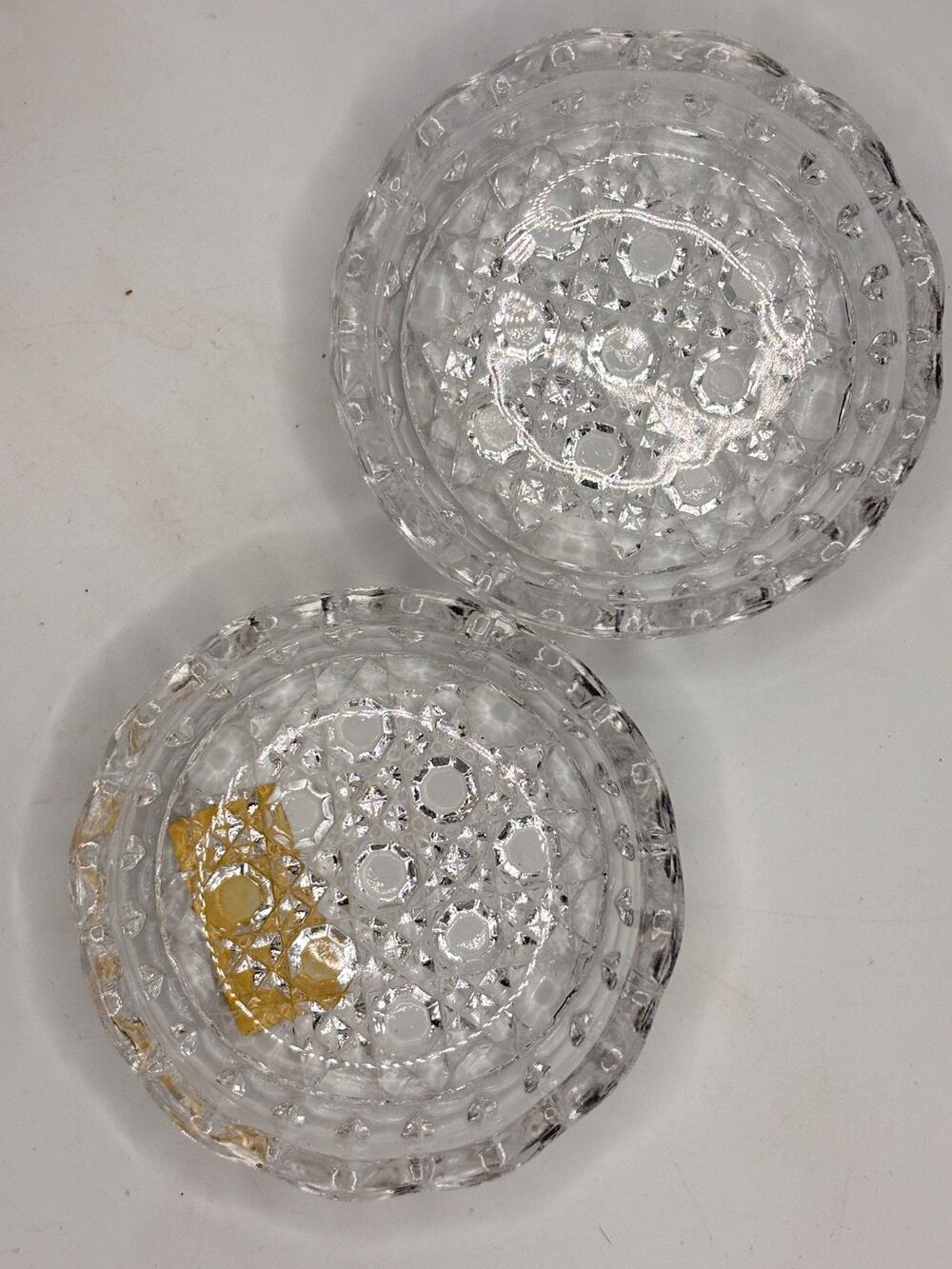 Vintage MCM Annahutte German Lead Crystal Cigs Ashtray Trinket Teabag Holder 3"